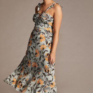 By Anthropologie Plus Halter Slim Midi Dress Floral Sleeveless Plus Size 20W New